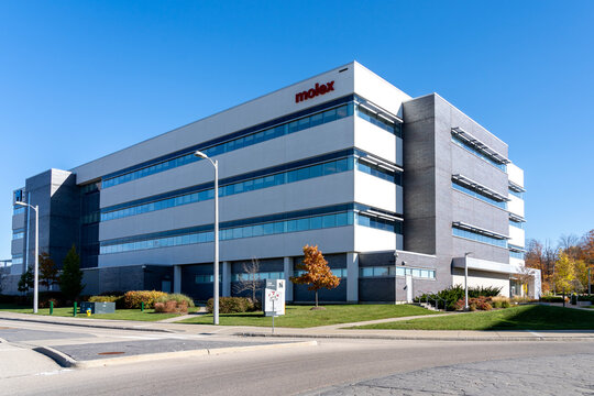 Waterloo, On, Canada - October 17, 2020: Molex Canada head office in Waterloo, Ontario, Canada. Molex (a subsidiary of Koch Industries) is a globally recognized provider of electronic solutions. 