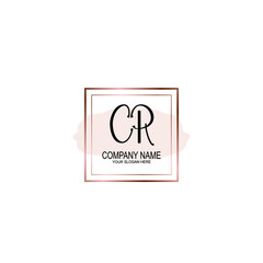 Initial CR Handwriting, Wedding Monogram Logo Design, Modern Minimalistic and Floral templates for Invitation cards	
