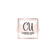 Initial CU Handwriting, Wedding Monogram Logo Design, Modern Minimalistic and Floral templates for Invitation cards	
