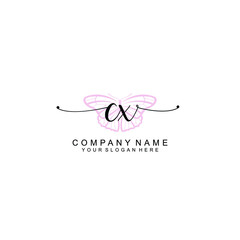 Initial CX Handwriting, Wedding Monogram Logo Design, Modern Minimalistic and Floral templates for Invitation cards	
