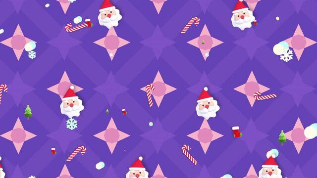 Looped cartoon Christmas pattern background motion graphics.