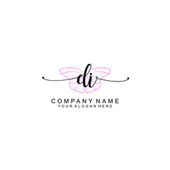 Initial DI Handwriting, Wedding Monogram Logo Design, Modern Minimalistic and Floral templates for Invitation cards	
