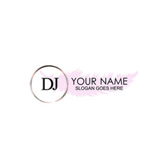 Initial DJ Handwriting, Wedding Monogram Logo Design, Modern Minimalistic and Floral templates for Invitation cards	
