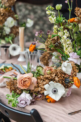 Easter table with nice flowers