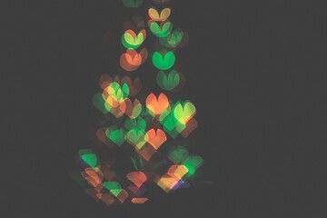 bokeh of light in the form of bright colored hearts