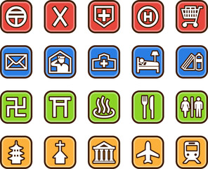 地図記号ピクトグラムセット （アプリ風ver.）