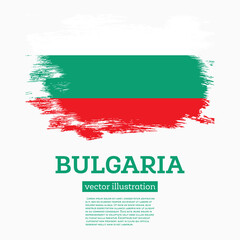 Fototapeta premium Bulgaria Flag with Brush Strokes. Independence Day.