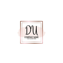 Initial DU Handwriting, Wedding Monogram Logo Design, Modern Minimalistic and Floral templates for Invitation cards	

