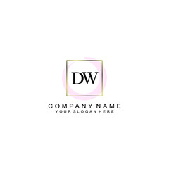 Initial DW Handwriting, Wedding Monogram Logo Design, Modern Minimalistic and Floral templates for Invitation cards	
