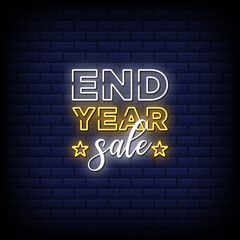 End year sale typography neon signs style text
