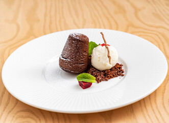 lava cake with vanilla ice cream