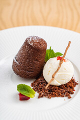 lava cake with vanilla ice cream