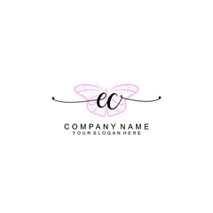 Initial EC Handwriting, Wedding Monogram Logo Design, Modern Minimalistic and Floral templates for Invitation cards	
