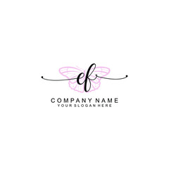 Initial EF Handwriting, Wedding Monogram Logo Design, Modern Minimalistic and Floral templates for Invitation cards	
