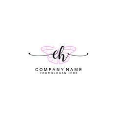 Initial EH Handwriting, Wedding Monogram Logo Design, Modern Minimalistic and Floral templates for Invitation cards	
