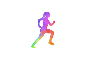 Fototapeta na wymiar Running Woman silhouette Logo Designs Vector, Marathon logo template, running club or sports clu