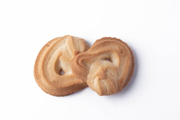 Vanilla cookies on white background