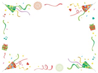 赤と緑のクラッカーのコーナーフレーム