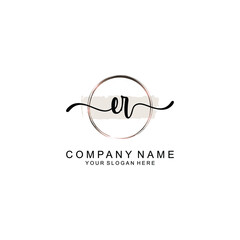 Initial ER Handwriting, Wedding Monogram Logo Design, Modern Minimalistic and Floral templates for Invitation cards	
