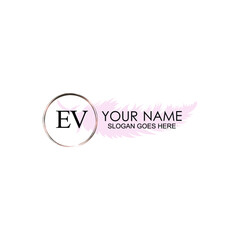 Initial EV Handwriting, Wedding Monogram Logo Design, Modern Minimalistic and Floral templates for Invitation cards	
