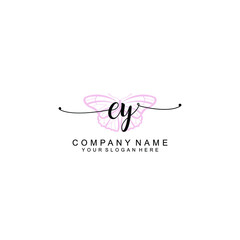 Initial EY Handwriting, Wedding Monogram Logo Design, Modern Minimalistic and Floral templates for Invitation cards	
