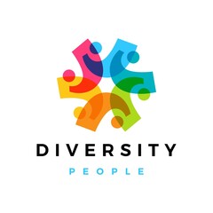 diversity people overlapping color logo vector icon illustration