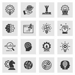 Innovation icon set. Collection of technology, success, startup, artificial intelligence and more. Vector illustration.