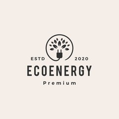 eco energy hipster vintage logo vector icon illustration