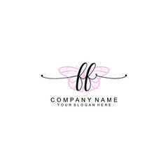 Initial FF Handwriting, Wedding Monogram Logo Design, Modern Minimalistic and Floral templates for Invitation cards	
