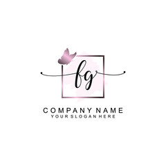 Initial FG Handwriting, Wedding Monogram Logo Design, Modern Minimalistic and Floral templates for Invitation cards	
