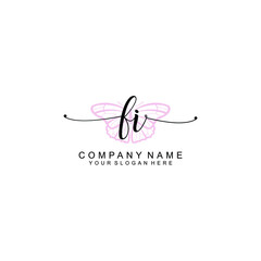 Initial FI Handwriting, Wedding Monogram Logo Design, Modern Minimalistic and Floral templates for Invitation cards	
