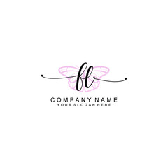 Initial FF Handwriting, Wedding Monogram Logo Design, Modern Minimalistic and Floral templates for Invitation cards	
