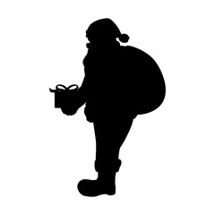 サンタクロースのシルエット　イラスト　シンプル　プレゼント　影　12月　クリスマス　アイコン　