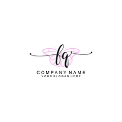 Initial FQ Handwriting, Wedding Monogram Logo Design, Modern Minimalistic and Floral templates for Invitation cards	
