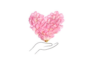 花びらで作ったハート。