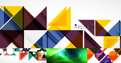 Set of beautiful minimal design geometric abstract backgrounds. Vector illustration for covers, banners, flyers and posters and other designs