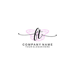 Initial FT Handwriting, Wedding Monogram Logo Design, Modern Minimalistic and Floral templates for Invitation cards	
