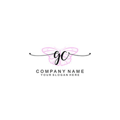 Initial GC Handwriting, Wedding Monogram Logo Design, Modern Minimalistic and Floral templates for Invitation cards	
