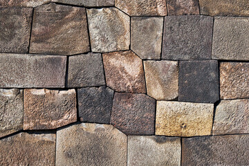 Masonry pattern of the Tokyo Imperial Palace stone wall. Tokyo. Japan