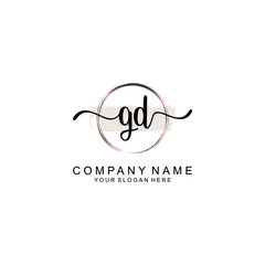 Initial GD Handwriting, Wedding Monogram Logo Design, Modern Minimalistic and Floral templates for Invitation cards	
