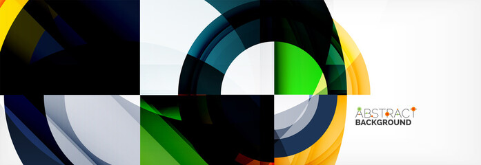 Round shapes, triangles and circles. Modern abstract background