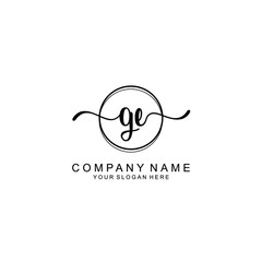 Initial GE Handwriting, Wedding Monogram Logo Design, Modern Minimalistic and Floral templates for Invitation cards	
