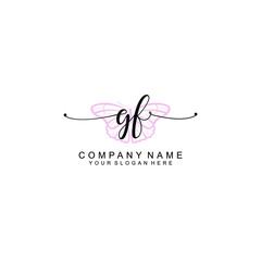 Initial GF Handwriting, Wedding Monogram Logo Design, Modern Minimalistic and Floral templates for Invitation cards	
