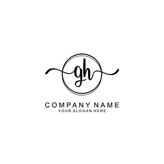 Initial GH Handwriting, Wedding Monogram Logo Design, Modern Minimalistic and Floral templates for Invitation cards	
