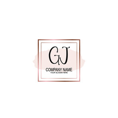 Initial GJ Handwriting, Wedding Monogram Logo Design, Modern Minimalistic and Floral templates for Invitation cards	
