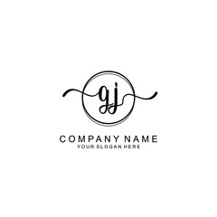 Initial GJ Handwriting, Wedding Monogram Logo Design, Modern Minimalistic and Floral templates for Invitation cards	
