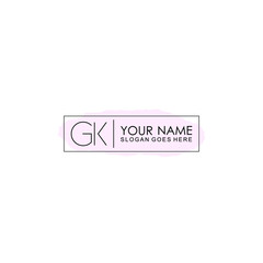 Initial GK Handwriting, Wedding Monogram Logo Design, Modern Minimalistic and Floral templates for Invitation cards	
