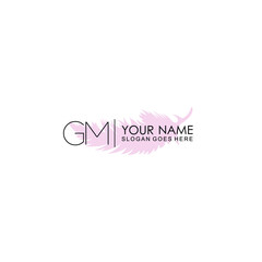 Initial GM Handwriting, Wedding Monogram Logo Design, Modern Minimalistic and Floral templates for Invitation cards	
