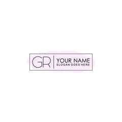 Initial GR Handwriting, Wedding Monogram Logo Design, Modern Minimalistic and Floral templates for Invitation cards	
