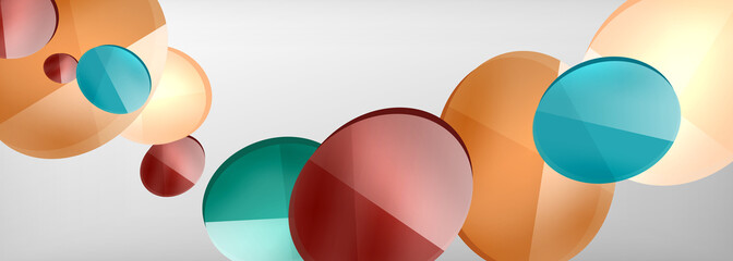 Abstract glossy round shapes vector background. Vector futuristic illustration for covers, banners, flyers and posters and other